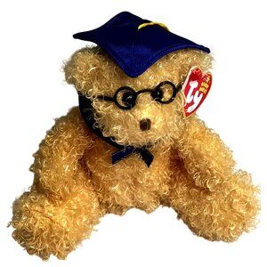 Ty Beanie Babies Honors Graduation Bear Glasses Cap Plush Collectible Gold Curly